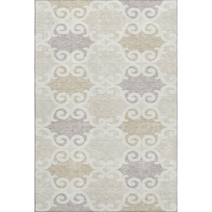 HomeRoots 8' X 10' Stylish Ivory Beige & Taupe Trellis Washable Area Rug - UV Protected & Stain Resistant 670193
