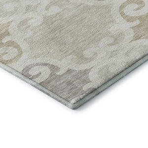 HomeRoots 8' X 10' Stylish Ivory Beige & Taupe Trellis Washable Area Rug - UV Protected & Stain Resistant 670193