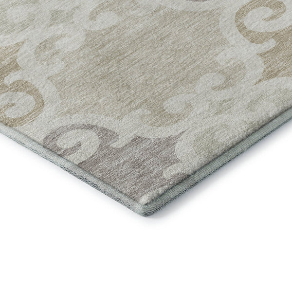 HomeRoots 8' X 10' Stylish Ivory Beige & Taupe Trellis Washable Area Rug - UV Protected & Stain Resistant 670193