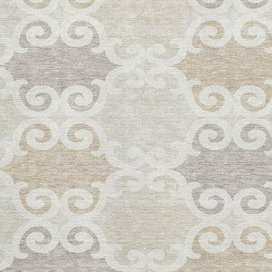 HomeRoots 8' X 10' Stylish Ivory Beige & Taupe Trellis Washable Area Rug - UV Protected & Stain Resistant 670193