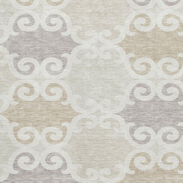 HomeRoots 8' X 10' Stylish Ivory Beige & Taupe Trellis Washable Area Rug - UV Protected & Stain Resistant 670193