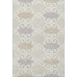 HomeRoots 8' X 10' Stylish Ivory Beige & Taupe Trellis Washable Area Rug - UV Protected & Stain Resistant 670193