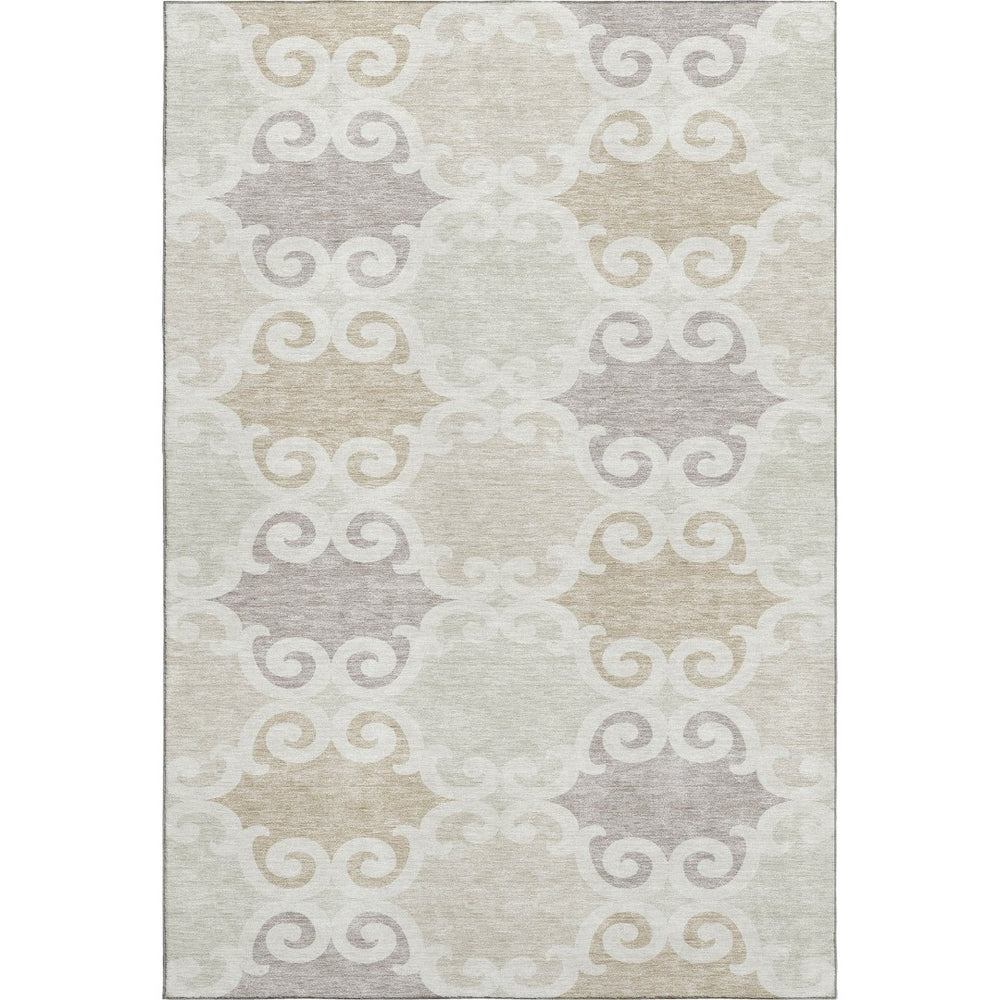 HomeRoots 10' X 14' Trellis Area Rug in Ivory Beige & Taupe - Washable, UV Protected, Stylish & Durable Design 670195