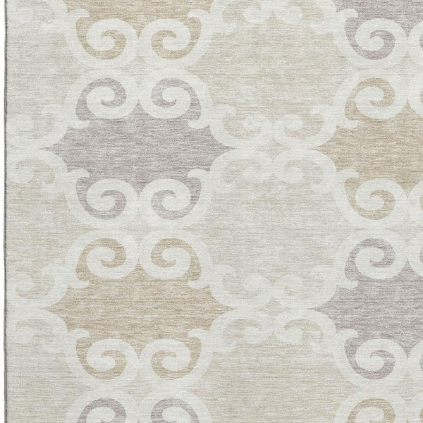 HomeRoots 10' X 14' Trellis Area Rug in Ivory Beige & Taupe - Washable, UV Protected, Stylish & Durable Design 670195