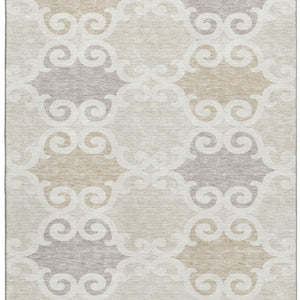 HomeRoots 10' X 14' Trellis Area Rug in Ivory Beige & Taupe - Washable, UV Protected, Stylish & Durable Design 670195