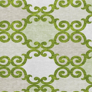 HomeRoots 5' X 8' Trellis Area Rug in Lime Green, Ivory & Beige – Durable, Washable, UV-Protected & Stylish! 670197