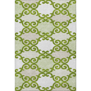 HomeRoots 5' X 8' Trellis Area Rug in Lime Green, Ivory & Beige – Durable, Washable, UV-Protected & Stylish! 670197