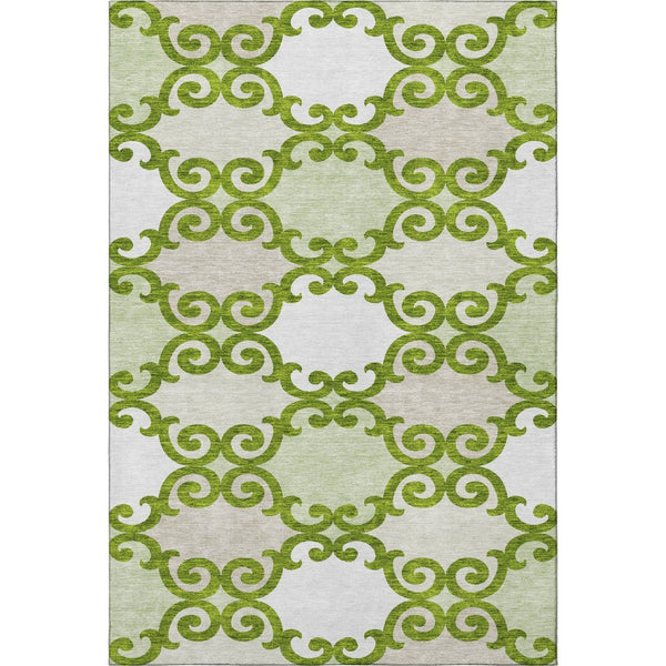 HomeRoots 5' X 8' Trellis Area Rug in Lime Green, Ivory & Beige – Durable, Washable, UV-Protected & Stylish! 670197