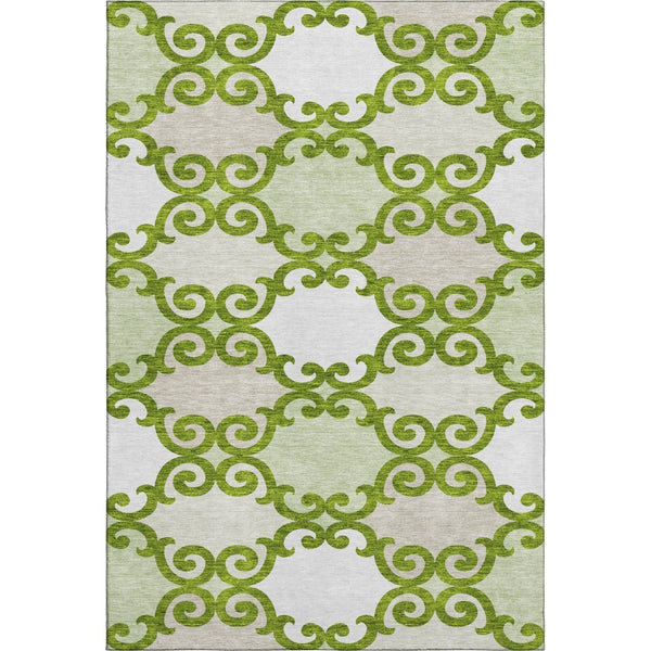 HomeRoots 10' Washable Lime Green Trellis Area Rug with UV Protection - Durable, Stylish, Easy-Care Design 670201