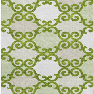 HomeRoots 10' Washable Lime Green Trellis Area Rug with UV Protection - Durable, Stylish, Easy-Care Design 670201
