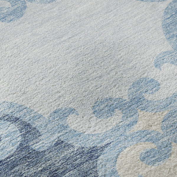 HomeRoots 8' Sky Blue Trellis Round Rug – Washable, UV-Protected, Durable for High-Traffic Areas & Family Homes 670216