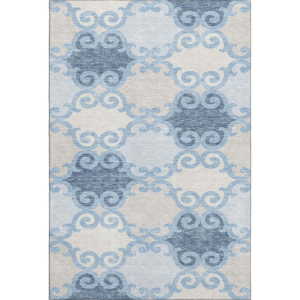 HomeRoots 8' X 10' Sky Blue Trellis Area Rug - Soft, Durable, UV-Protected & Stain-Resistant for Busy Homes 670217