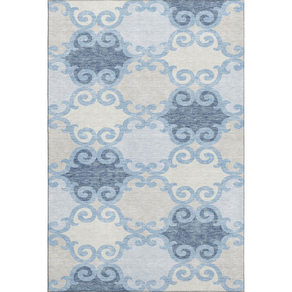 HomeRoots 9' Sky Blue, Ivory & Beige Trellis Area Rug - Washable, UV-Protected, Durable Design for Homes 670218