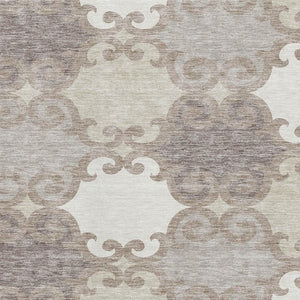 HomeRoots 5' X 8' Durable Taupe and Beige Trellis Area Rug with UV Protection - Stylish & Washable Design for Homes 670221