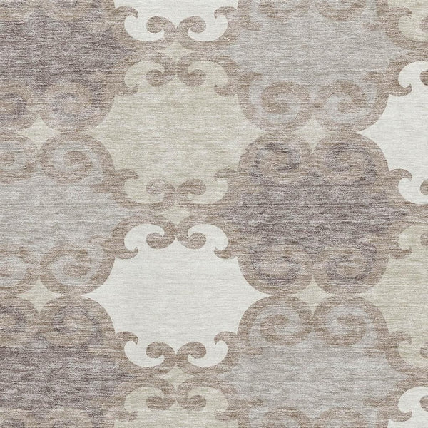 HomeRoots 5' X 8' Durable Taupe and Beige Trellis Area Rug with UV Protection - Stylish & Washable Design for Homes 670221