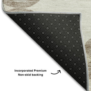 HomeRoots 9' X 12' Taupe And Beige Trellis Washable Area Rug - Durable, UV Protected for High-Traffic Spaces 670224