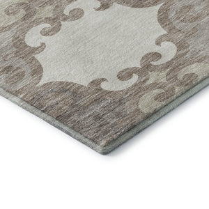 HomeRoots 9' X 12' Taupe And Beige Trellis Washable Area Rug - Durable, UV Protected for High-Traffic Spaces 670224