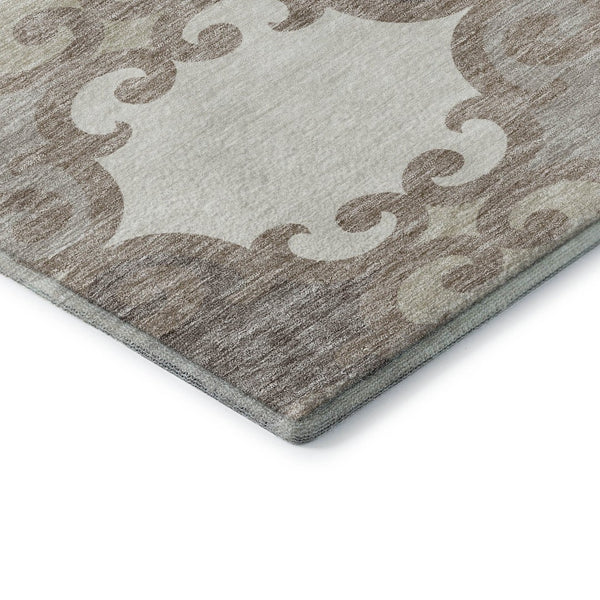 HomeRoots 9' X 12' Taupe And Beige Trellis Washable Area Rug - Durable, UV Protected for High-Traffic Spaces 670224
