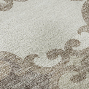 HomeRoots 9' X 12' Taupe And Beige Trellis Washable Area Rug - Durable, UV Protected for High-Traffic Spaces 670224