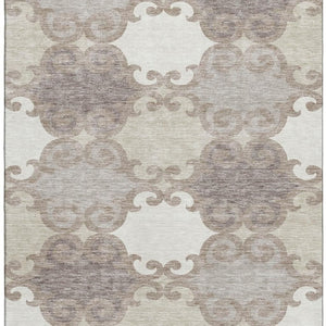 HomeRoots 10' X 14' Taupe & Beige Trellis Washable Area Rug - UV Protected, Stylish, Durable for Active Homes 670225