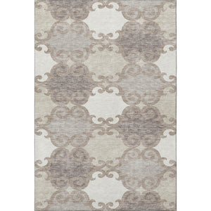 HomeRoots 10' X 14' Taupe & Beige Trellis Washable Area Rug - UV Protected, Stylish, Durable for Active Homes 670225