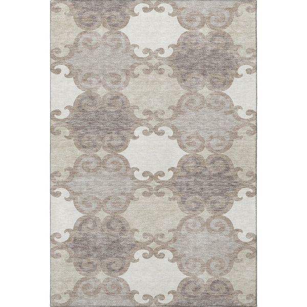 HomeRoots 10' X 14' Taupe & Beige Trellis Washable Area Rug - UV Protected, Stylish, Durable for Active Homes 670225