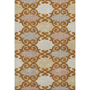 HomeRoots 5' X 8' Stylish Terra Cotta Beige & Gray Trellis Area Rug - Washable, UV Protected, Stain Resistant! 670227