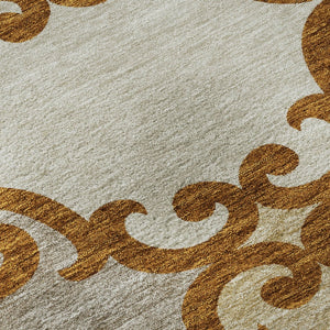 HomeRoots 8' Washable Round Trellis Rug in Terra Cotta, Beige & Gray - Durable, UV-Protected for Indoor & Outdoor Use 670228