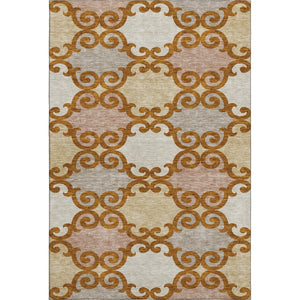 HomeRoots 8' X 10' Stylish Terra Cotta, Beige & Gray Trellis Area Rug - Washable, UV Protected & Stain Resistant 670229