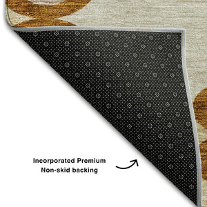 HomeRoots 8' X 10' Stylish Terra Cotta, Beige & Gray Trellis Area Rug - Washable, UV Protected & Stain Resistant 670229