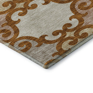 HomeRoots 8' X 10' Stylish Terra Cotta, Beige & Gray Trellis Area Rug - Washable, UV Protected & Stain Resistant 670229