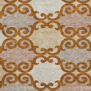 HomeRoots 9' X 12' Terra Cotta Beige & Gray Trellis Washable Rug - UV-Protected, Durable & Stylish for Any Space 670230