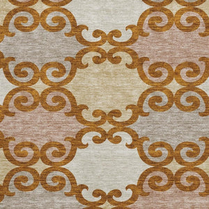HomeRoots 10' Terra Cotta Beige & Gray Trellis Area Rug – Washable, UV-Protected, Stylish for Indoor/Outdoor Use 670231
