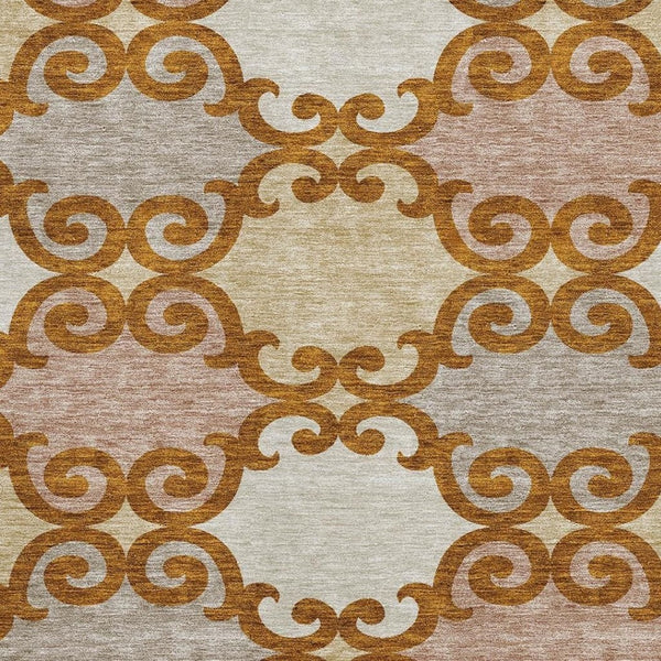 HomeRoots 10' Terra Cotta Beige & Gray Trellis Area Rug – Washable, UV-Protected, Stylish for Indoor/Outdoor Use 670231