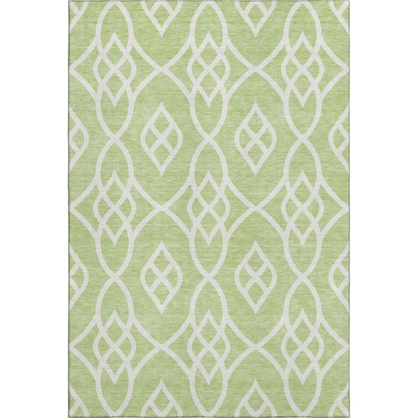HomeRoots 5' X 8' Artichoke Green Trellis Area Rug - Washable, UV-Protected, Stylish & Stain-Resistant Decor 670233
