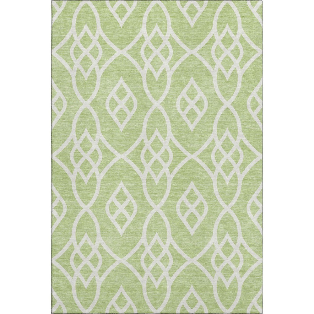 HomeRoots 9' X 12' Washable Artichoke Green Trellis Area Rug with UV Protection, Stain Resistance & Easy Care 670236