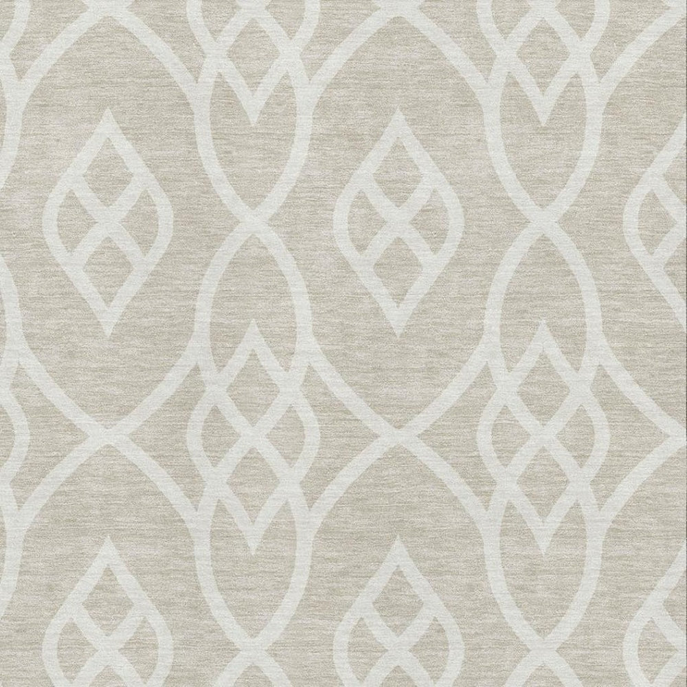 HomeRoots 5' X 8' Beige And Ivory Trellis Area Rug – Stylish, Washable, UV-Protected for Family-Friendly Living Spaces 670239