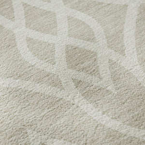 HomeRoots 8' Beige and Ivory Trellis Round Rug - Durable, Washable, UV-Protected for Stylish Living Spaces! 670240