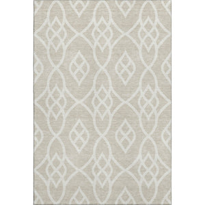 HomeRoots 8' X 10' Beige and Ivory Trellis Area Rug - Durable, Washable, UV Protected for Busy Homes 670241