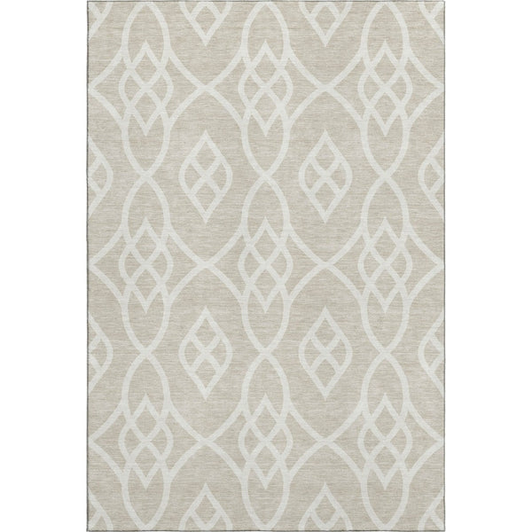 HomeRoots 8' X 10' Beige and Ivory Trellis Area Rug - Durable, Washable, UV Protected for Busy Homes 670241