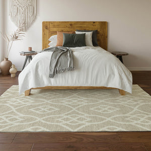 HomeRoots 8' X 10' Beige and Ivory Trellis Area Rug - Durable, Washable, UV Protected for Busy Homes 670241