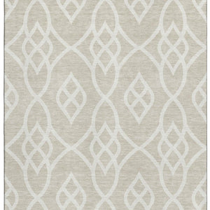 HomeRoots 8' X 10' Beige and Ivory Trellis Area Rug - Durable, Washable, UV Protected for Busy Homes 670241