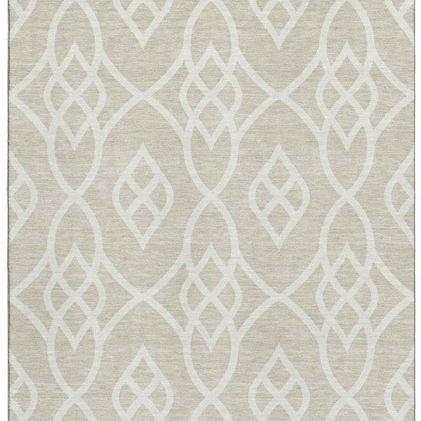 HomeRoots 8' X 10' Beige and Ivory Trellis Area Rug - Durable, Washable, UV Protected for Busy Homes 670241
