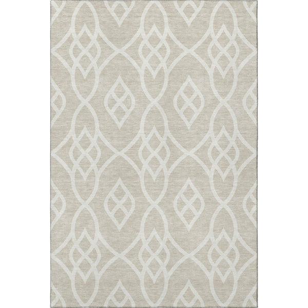 HomeRoots 10' Beige and Ivory Trellis Area Rug - Washable, UV Protected, Stain Resistant, Perfect for Families! 670243