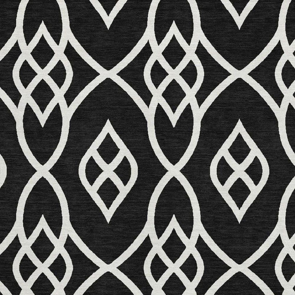HomeRoots 5' X 8' Black And Ivory Trellis Area Rug – Washable, Stain-Resistant, UV Protected for All Spaces 670245