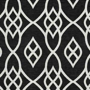 HomeRoots 5' X 8' Black And Ivory Trellis Area Rug – Washable, Stain-Resistant, UV Protected for All Spaces 670245