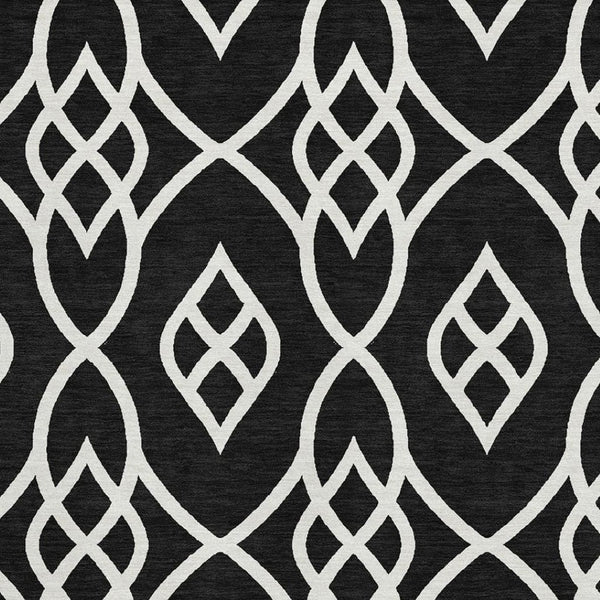 HomeRoots 5' X 8' Black And Ivory Trellis Area Rug – Washable, Stain-Resistant, UV Protected for All Spaces 670245