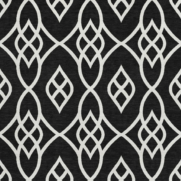 HomeRoots 5' X 8' Black And Ivory Trellis Area Rug – Washable, Stain-Resistant, UV Protected for All Spaces 670245