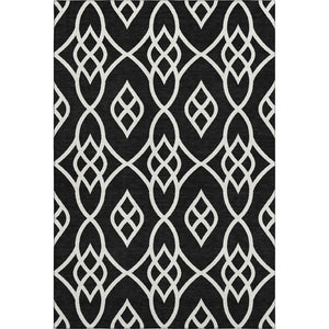 HomeRoots 9' X 12' Elegant Black And Ivory Trellis Area Rug – Washable, UV Protected, Perfect for Any Space! 670248