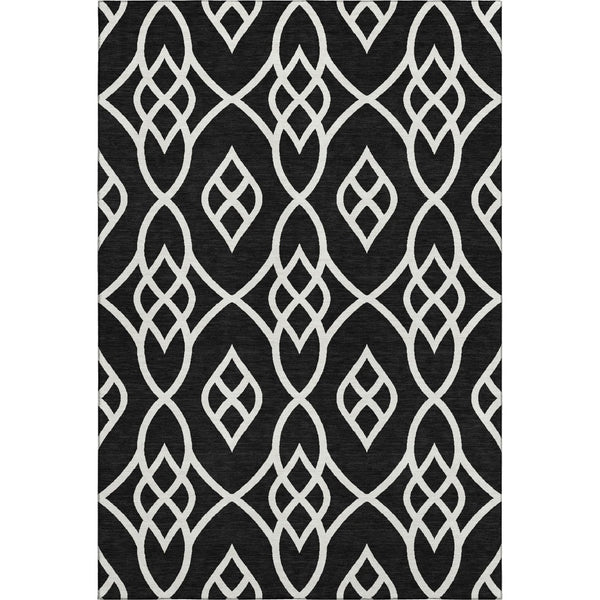 HomeRoots 9' X 12' Elegant Black And Ivory Trellis Area Rug – Washable, UV Protected, Perfect for Any Space! 670248